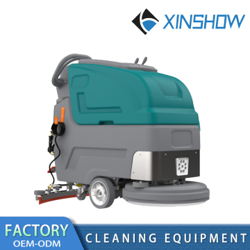 Hand pushed floor scrubber room sweeper