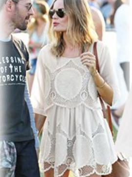 White Women Half Sleeve Dress Casual Dress