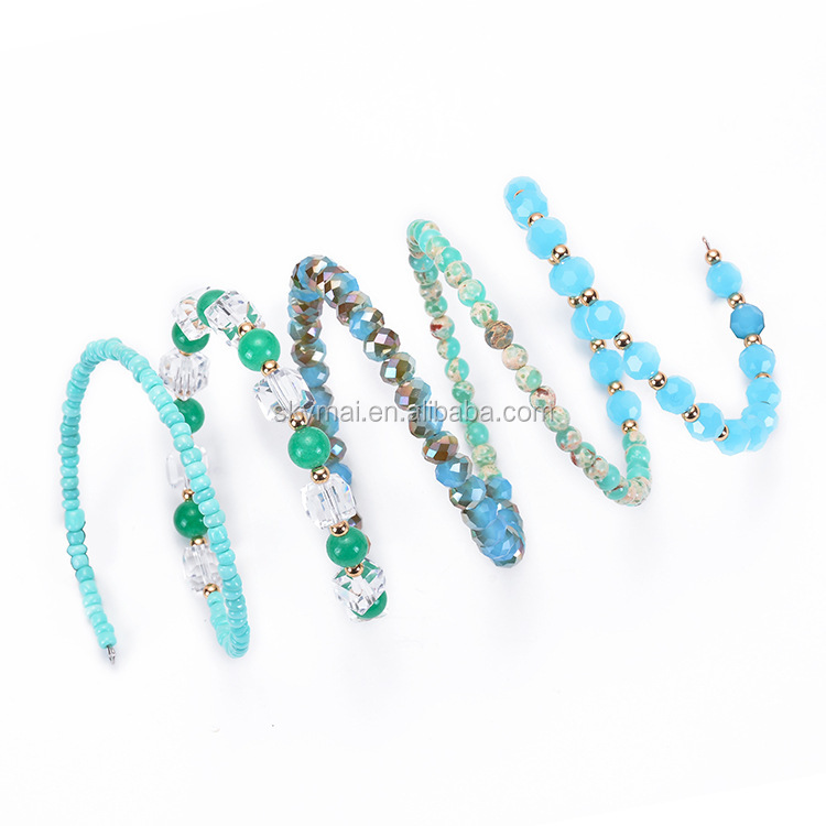 Bohemian Natural square crystal winding bracelet Natural turquoise stone faceted crystal multilayer bracelet