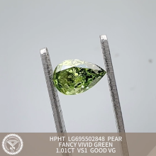 Vivid Green Lab Diamond 1.01CT VS1 Pear Cut