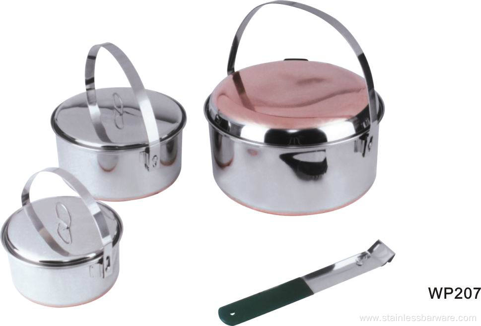 7 person stainless steel camping pots set