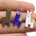 Cartoon Animal Alpaca Enamel Charms Pendants Lovely Cartoon Alpaca With Pink Heart Glasses for Earling κολιέ βραχιόλι DIY