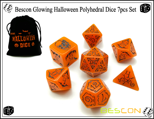 Bescon glühende Halloween Polyhedral Würfel 7pcs Set-4 Bescon Glowing Halloween Polyhedral Dice 7pcs Set-4
