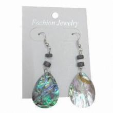 Hook Earrings, Made of Paua and Coconut Shell