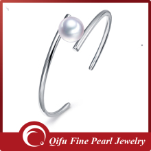 Factory wholesale 925 sterling silver freshwater pearl bangle for women