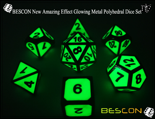 BESCON Neuer Erstaunlicher Effekt Glühend im Dunklen Metall Polyhedral Rolle Spielen RPG Spiel Würfel Set von 7-5 BESCON New Amazing Effect Glowing in the Dark Metal Polyhedral Role Playing RPG Game Dice Set of 7-5
