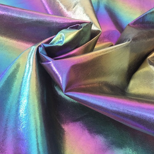 Rainbow Iridescent Chunky Glitter Faux Leather for Bag