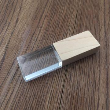 Unidad flash USB transparente de madera