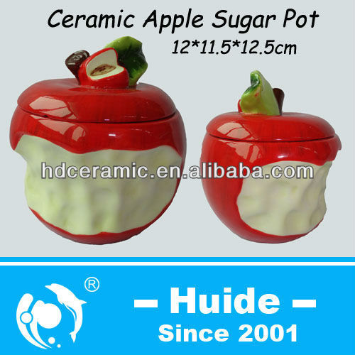 Ceramic apple shaped sugar pots Ceramic apple shaped spice jars