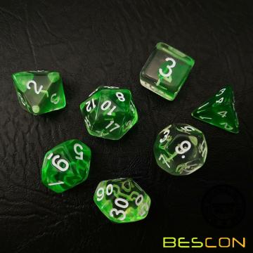 Bescon Crystal Grass 7-tlg. Polywürfel-Set, Bescon Polyhedral RPG Würfel-Set Crystal Grass