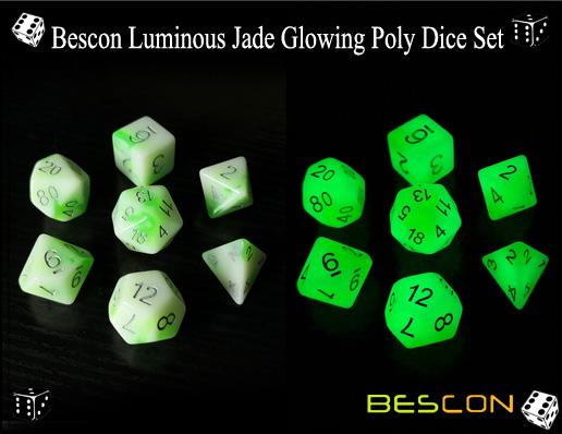 Bescon leuchtende Jade leuchtende Poly Würfel Set-2 Bescon Luminous Jade Glowing Poly Dice Set-2
