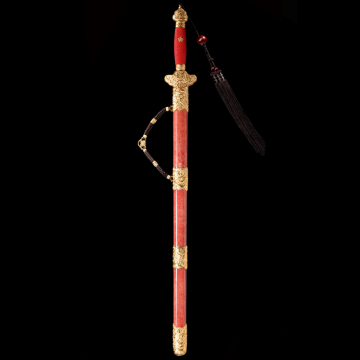 Magpie Ascending Plum Blossom Qing Sword Brass Finely Carved and Plated with 24k Real Gold
