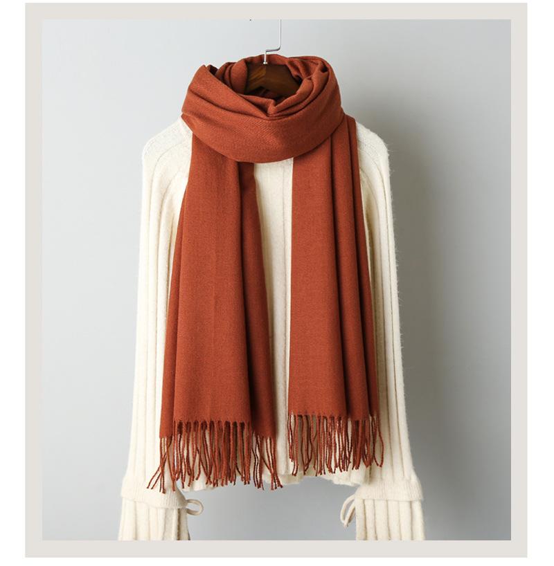 Cashmere solid color scarf knitted tassel shawl (3)