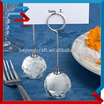 crystal ball place card holder,crystal card holder with iron