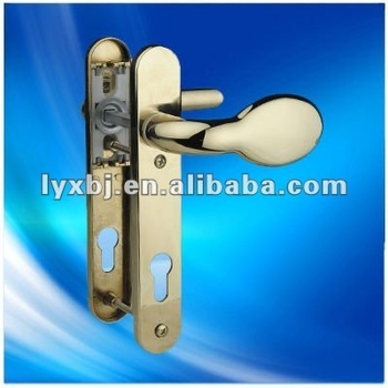 door handle on plate (lever on backplate)