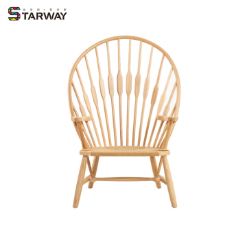 Solid Wood Chair Peacock Rattan Wicker Chair