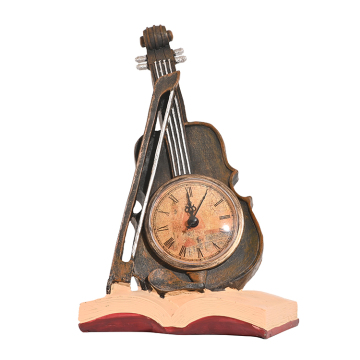 Customizable Violin-Shaped Clock Figurines Crafted from Stone Powder Resin - Flexible MOQ