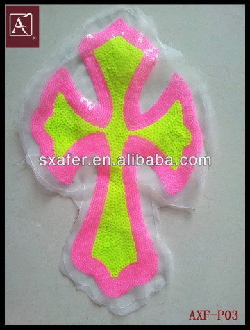 sew on fashion cross sequin patch