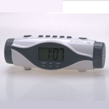 Radio alarm  electronic clock with LED torch