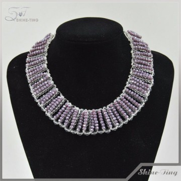 Handmade jewelry multilayer crystal bead collar necklace