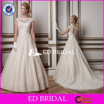 CE1214 New A-Line Cap Sleeve Lace Top Organza Wedding Dresses In Turkey