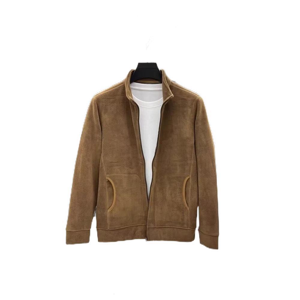 Мужской двусторонний однотонный бомбер из полиэстера и флиса Polyester Fleece Men's Double-sided Solid Bomber Jacket