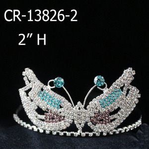 Custom Rhinestone Tiara Butterfly Mask Pageant Crowns