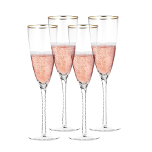 Custom Logo Crystal Glass Toasting Flutes for Wedding, Anniversary, Birthday - Elegant Long Stem Colored Champagne Glasses