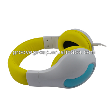 White and blue headphones with long headphone cable