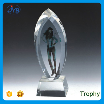 hot sale oval shaped laser engraving carving crystal trophy