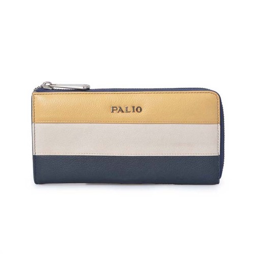 Color Contrast Leather Trifold Women Long Wallet Purse