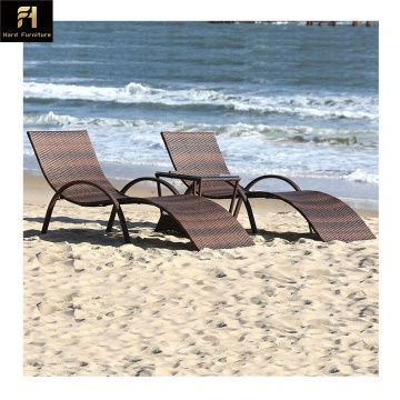 Modern Style Wicker Black Grey Outdoor Deck Lounge Chair Reclining Sun Lounger