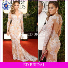 rsw002 2013 long sleeve sexy lace applique red carpet dresses