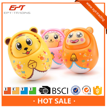 Cute cartoon animal tumbler toy roly poly baby toys with bell