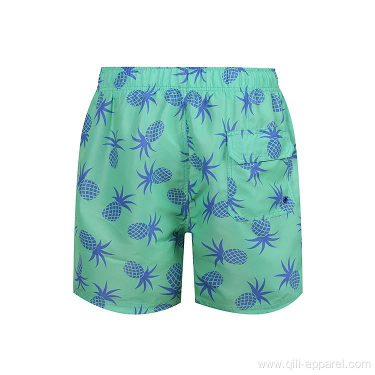 Pattern 100%Polyester Swimming Trunks Green Board Shorts