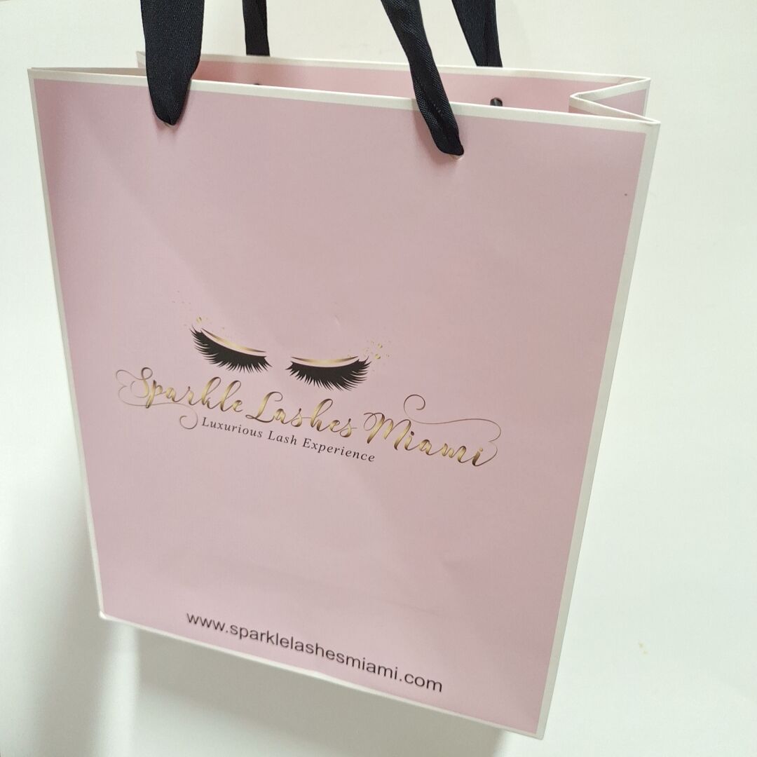 Personalized Custom Shopping Gift Paper Bag with ribbon Handle