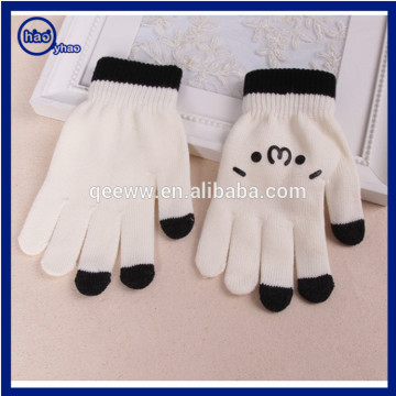 YH knitting 3 fingers touch screen gloves cute girls winter gloves