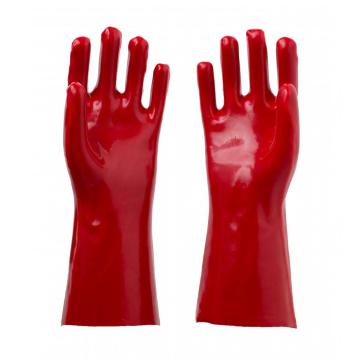 Guantes recubiertos de PVC rojo Linking de algodón