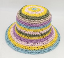 Handmade Crochet multicolor paper sttraw children hat