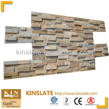Beige glued slate wall facing stone