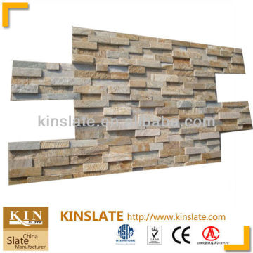 Beige glued slate wall facing stone