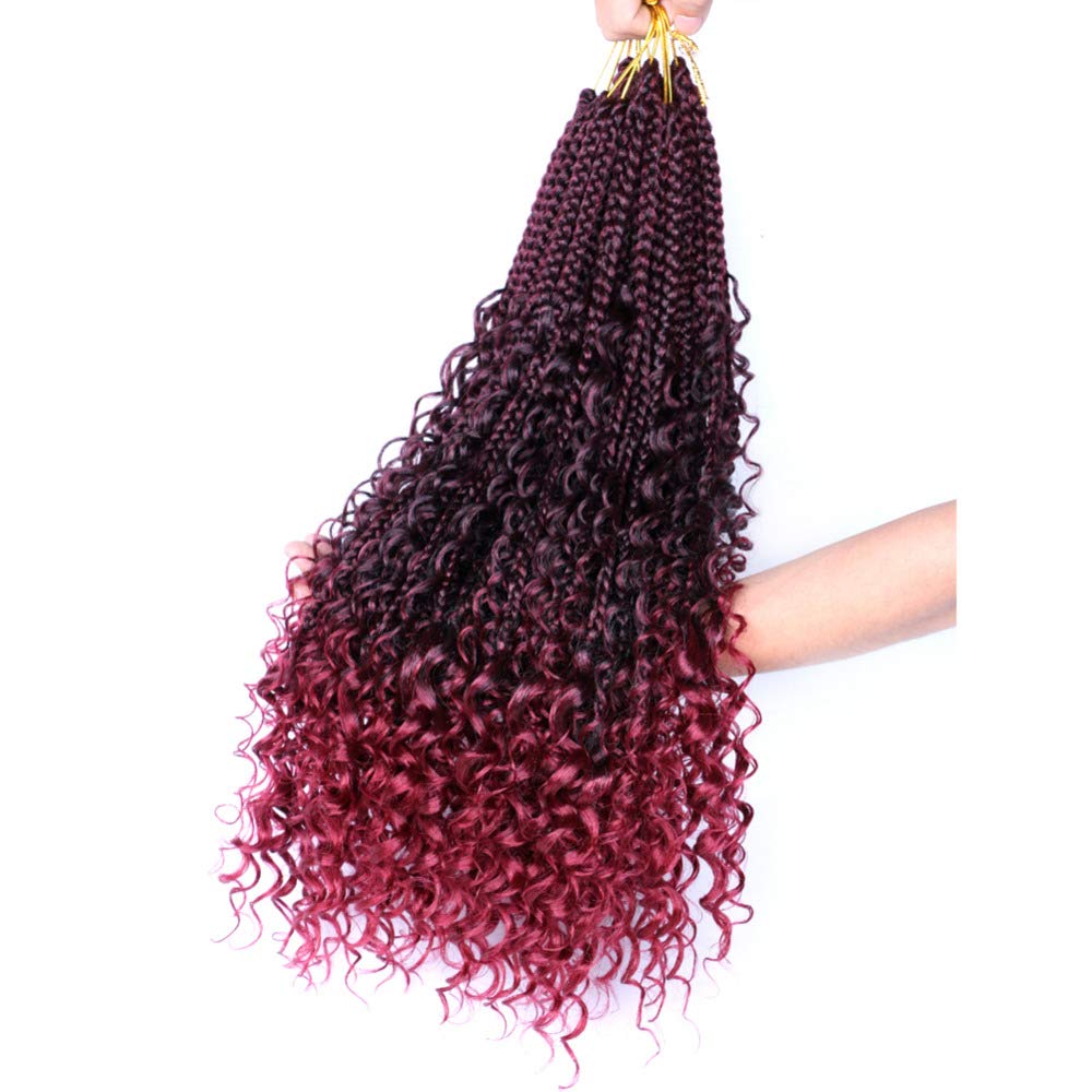 100g 24" box braids with curly ends crochet braid hair pre looped twist
