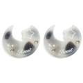 Stella flatback cabochon in resina a forma di luna crescente da 42 mm con decorazione a diamante di simulazione per pinze per capelli Accessorio per fascette per capelli