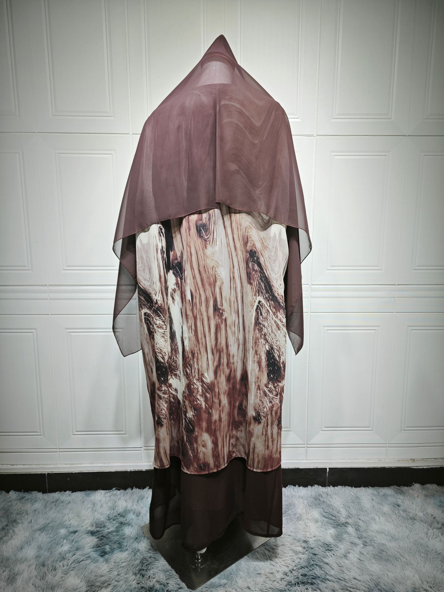 طقم عباية بطبعة العيد مع وشاح مطابق MQ222 (2) Eid Muslim Print Abaya Set with Matching Scarf MQ222 (2)