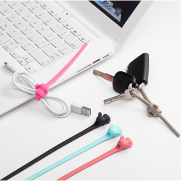 사용자 정의 코끼리 디자인 USB 케이블 주최자 실리콘 넥타이