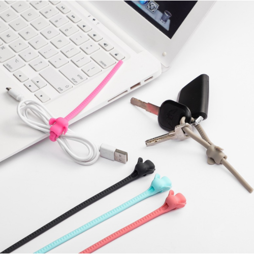 Benutzerdefinierte Elefanten-Design-USB-Kabel-Organizer-Silikon-Krawatten