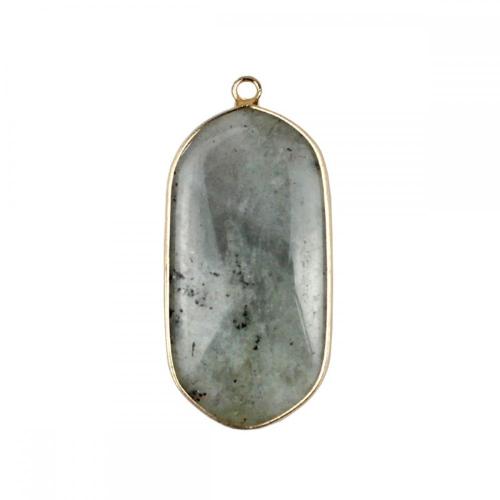 Gemstone Agate Wrapped Cooper Gold Stone Pendant Natural Stone Rectangle Charm Pendant for DIY Jewelry Making