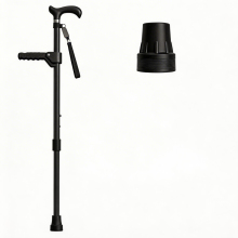 Height-Adjustable Walking Cane with Assistive Riser Handle