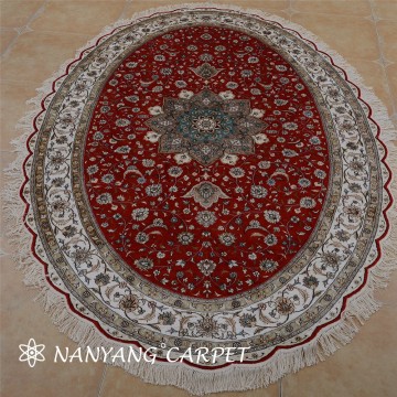 6'x9' Oval Traditional Tabriz Persian Silk Rug