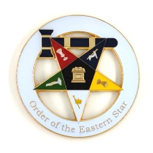 Order of the Eastern Star Gavel Car Emblem - 3 Inch Round Masonic Auto Emblem